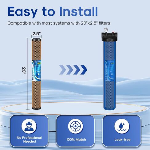 ICEPURE 1 Micron 20" x 2.5" Whole House CTO Carbon Sediment Water Filter Cartridge Compatible with C1-20, EP-20, HX-CB-25-2010, F3WCB32, Pack of 1 in Saudi Arabia