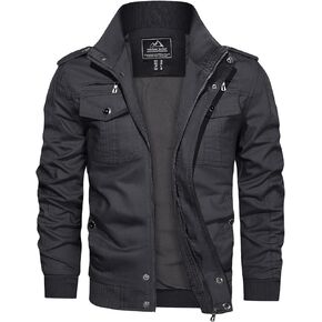 CRYSULLY Men's Spring Fall Casual Windbreaker Jacket Cargo Stand Collar Military Bomber Jackets Coat in Saudi Arabia