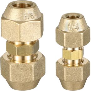 2 Pcs Copper Pipe Extension Joint Connectors, 1/4" and 3/8" HVAC Pipe Coupling Adapters with Flare Nuts Air Conditioning Pipes Connectors Free Welding flare fittings for Butt Copper Tube in Kuwait