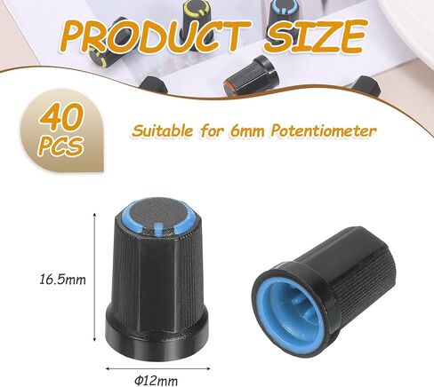 Meccanixity 40pcs 6mm / 0.24 "فتحة Guitar Hoob amplifier دفع على مقابض ملائمة ، والتحكم في الجهد الأصفر للتحكم في نغمة الصوت ، وأجزاء باس الجيتار ، والكروم in Kuwait