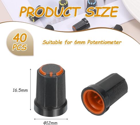 Meccanixity 40pcs 6mm / 0.24 "فتحة Guitar Hoob amplifier دفع على مقابض ملائمة ، والتحكم في الجهد الأصفر للتحكم في نغمة الصوت ، وأجزاء باس الجيتار ، والكروم in Kuwait