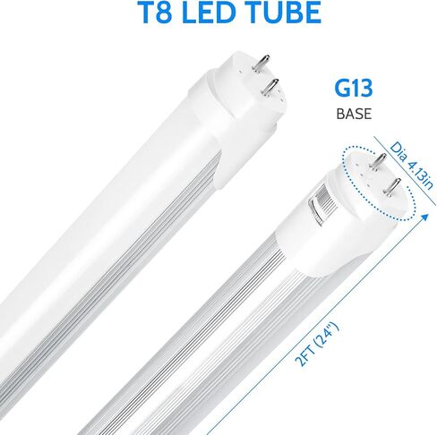 LightingWill LED T8 Light Tube 2FT, Warm White 3000K-3500K, Dual-End Powered Ballast Bypass, 1000Lumens 10W (24W Fluorescent Equivalent), Frosted Cover, AC85-265V Lighting Tube Fixtures, 4 Pack… in Saudi Arabia