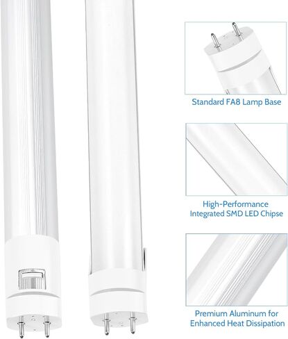 LightingWill LED T8 Light Tube 2FT, Warm White 3000K-3500K, Dual-End Powered Ballast Bypass, 1000Lumens 10W (24W Fluorescent Equivalent), Frosted Cover, AC85-265V Lighting Tube Fixtures, 4 Pack… in Saudi Arabia