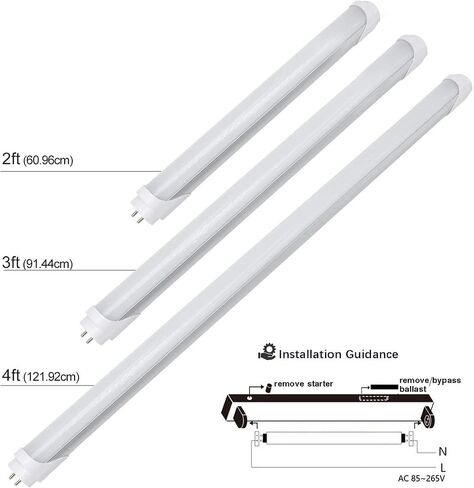 LightingWill LED T8 Light Tube 2FT, Warm White 3000K-3500K, Dual-End Powered Ballast Bypass, 1000Lumens 10W (24W Fluorescent Equivalent), Frosted Cover, AC85-265V Lighting Tube Fixtures, 4 Pack… in Saudi Arabia