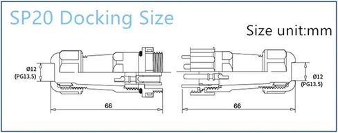 SP20 IP68 نوع الإرساء موصل مقاوم للماء 1/2/3/4/5/6/7/9/10/12/12/14 مقبس موصل كهربائي كابل صناعي (SP20-4D) in Kuwait