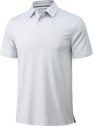 Magcomsen Men's Polo قمصان قصيرة الأكمام مخططة غولف Polos جاف FIT قميص collared قميص أبيض ل in Kuwait