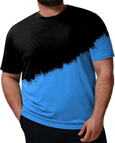 Men's Loose Fit Plus Size T-Shirt Short Sleeve Crewneck Gradient Ombre Color Graphic Tee Tops (Available in Big & Tall) in Saudi Arabia