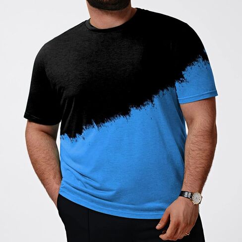Men's Loose Fit Plus Size T-Shirt Short Sleeve Crewneck Gradient Ombre Color Graphic Tee Tops (Available in Big & Tall) in Saudi Arabia