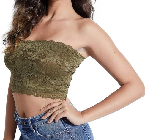 GUESS Womens Nola Lace Overlay Cropped Tube Top in Saudi Arabia