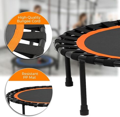 50 "قابلة للطي الترامبولين للبالغين ، 330 رطلاً من بنجي ترامبولين داخلي/في الهواء الطلق مع مقبض رغوة قابلة للتعديل ، معدات تمرين مستقرة ، هادئة لصالة الألعاب الرياضية المنزلية. in Kuwait