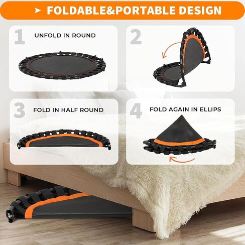 50 "قابلة للطي الترامبولين للبالغين ، 330 رطلاً من بنجي ترامبولين داخلي/في الهواء الطلق مع مقبض رغوة قابلة للتعديل ، معدات تمرين مستقرة ، هادئة لصالة الألعاب الرياضية المنزلية. in Kuwait