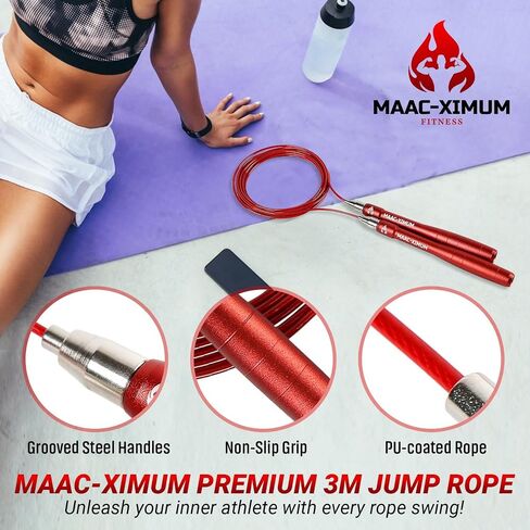 PREMIUM JUMP ROPE, Lightweight, Self-Locking, Adjustable for Adults, Speed Skipping Rope, Fitness, Crossfit, Boxing, MMA in Saudi Arabia