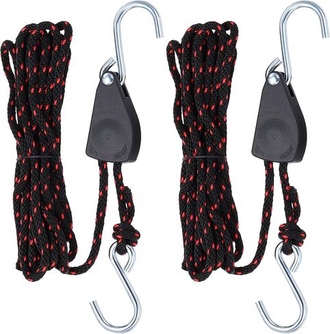 PATIKIL 2 Pcs Kayak Rope Tie Down Straps, 1/4" x 16 ft Heavy Kayak Rope Straps Canoe Bow and Stern Tie Downs Straps Adjustable Rope Hanger Ratchet Kayak Transport Accessories in Saudi Arabia