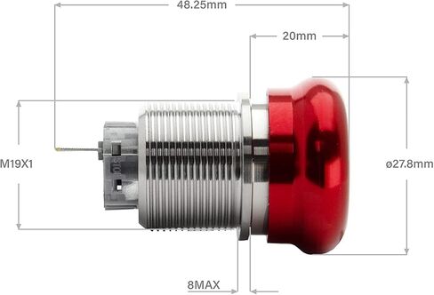 Emergency Stop Button, Aluminum, 1 N/O and 1 N/C - 22mm Waterproof Latching Push Button Switch for Home or Industrial Equipment, Mount Panels in Operating Rooms and Distribution Boxes in Kuwait