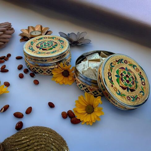 LOVENSPIRE 4ct Steel Sweet Box, Spice Box, Ladoo Box, Spice Storage, Mehndi Favors, Mithai Box, Desi Gift Boxes, Indian Favor Boxes, Laddoo Boxes, Sweets Box, Puja Favor, Pooja Favor, in Saudi Arabia