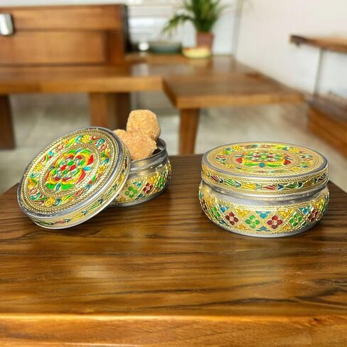 LOVENSPIRE 4ct Steel Sweet Box, Spice Box, Ladoo Box, Spice Storage, Mehndi Favors, Mithai Box, Desi Gift Boxes, Indian Favor Boxes, Laddoo Boxes, Sweets Box, Puja Favor, Pooja Favor, in Saudi Arabia