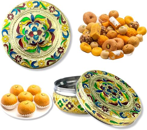 LOVENSPIRE 4ct Steel Sweet Box, Spice Box, Ladoo Box, Spice Storage, Mehndi Favors, Mithai Box, Desi Gift Boxes, Indian Favor Boxes, Laddoo Boxes, Sweets Box, Puja Favor, Pooja Favor, in Saudi Arabia