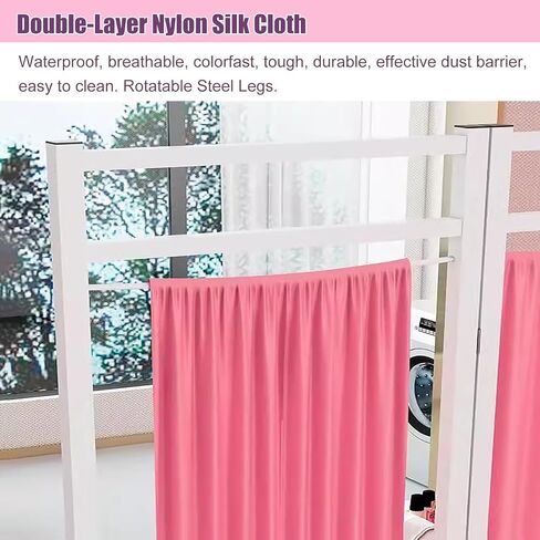 Iron Frame Medical Privacy Screen Pink 4 Panels, Rolling Room Divider with 360° Rotating Universal Wheel, Partition Screen for Spa Lab Cubicle Privacy in Saudi Arabia