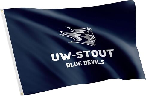 Desert Cactus University of Wisconsin Stout UWS Flag - 3 × 5 أقدام لافتة الشياطين الأزرق ، النسيج المتين الداخلي/الخارجي ، تصميم البوليستر 100 ٪ (النمط 1) in Saudi Arabia