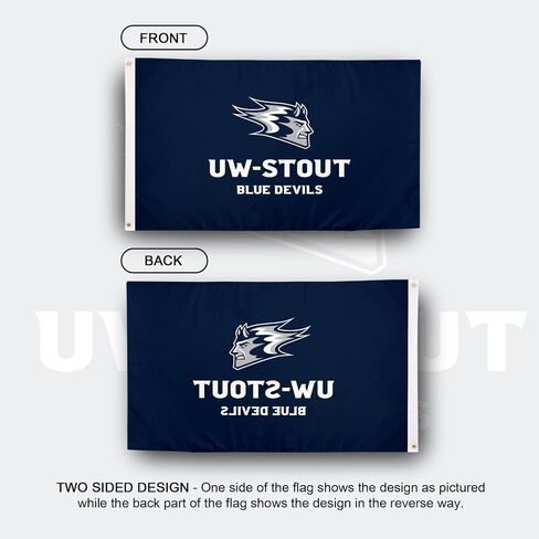 Desert Cactus University of Wisconsin Stout UWS Flag - 3 × 5 أقدام لافتة الشياطين الأزرق ، النسيج المتين الداخلي/الخارجي ، تصميم البوليستر 100 ٪ (النمط 1) in Saudi Arabia