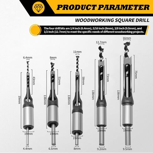 مثقاب ثقب مربع بت 1/4 "5/16" 3/8 "1/2" 5/8 "ومحول متوافق مع مكابس الحفر المقعد ومشابك يدوية الحفر in Saudi Arabia