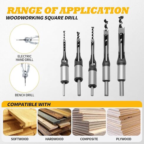 مثقاب ثقب مربع بت 1/4 "5/16" 3/8 "1/2" 5/8 "ومحول متوافق مع مكابس الحفر المقعد ومشابك يدوية الحفر in Saudi Arabia