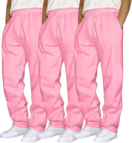 Aniywn 3 Pack Mens Sweatpants Open Bottom Baggy Track Pants Elastic Waist Athletic Joggers Sweat Pants Loose Casual Trousers in Saudi Arabia