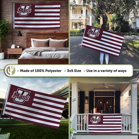 Desert Cactus University of Massachusetts 100% Polyester Indoor Outdoor 3x5 feet Banner UMass Amherst (Flag Nation) in Saudi Arabia