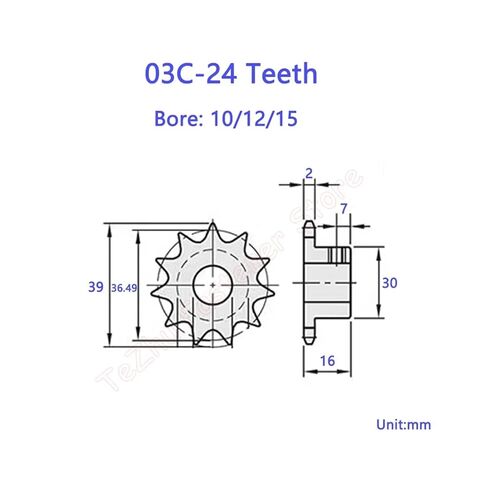 1pc 24 Teeth 03C Industrial Drive Sprocket Wheel 45# Steel Chain Gear 24T Bore 10/12/15mm(12mm) in Saudi Arabia