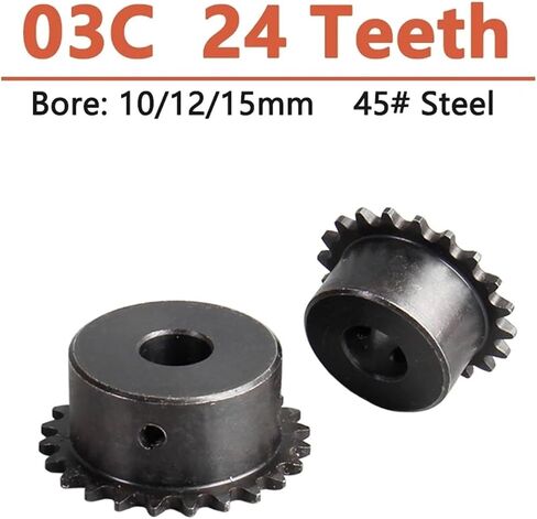 1pc 24 Teeth 03C Industrial Drive Sprocket Wheel 45# Steel Chain Gear 24T Bore 10/12/15mm(12mm) in Saudi Arabia