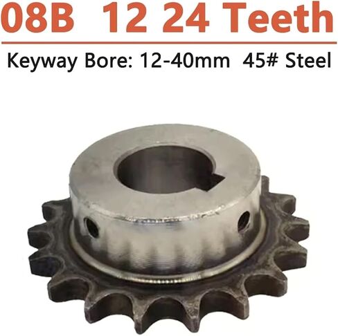 1PC 12 24 TEATH 08B DRIVE DREEKT WELLE 45# STEAL SEANE GEAR 12T 24T KEYWAY BORE 12 14 15 16 17 18 19 20 22 24-40mm (18mm (Keyway 6mm)) in Saudi Arabia