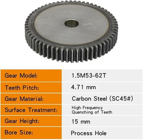 1pcs العتاد الأسطواني 1.5m -53/54/55/56/57/58/59/60/61/62TETH SC45# مواد الصلب الكربوني ترس مسطح ترسوي عالي التردد الأسنان (1.5M555T - Bore 14 MM) in Saudi Arabia