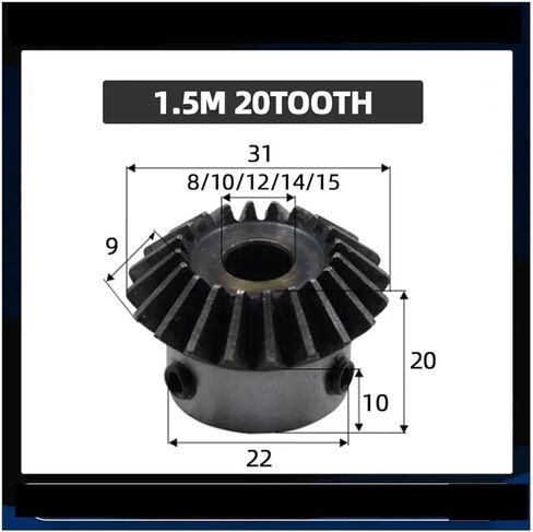 2/4 PCS Bevel Gear 1.5 MODULUS 20TETH مع ثقب داخلي 15/16/8 مم 10 مم 12 مم 14 ملم 90 درجة تروس ثابتة مع برغي (12 مم ، 2pcs 1.5m 20 أسنان) in Kuwait