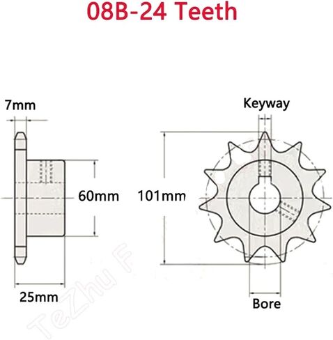 1pc 12 24 Teeth 08B Industrial Drive Sprocket Wheel 45# Steel Chain Gear 12T 24T Keyway Bore 12 14 15 16 17 18 19 20 22 24-40mm(35mm (Keyway 10mm)) in Saudi Arabia