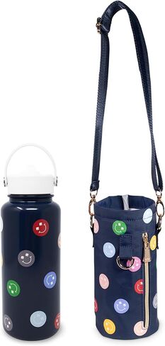 Kate Spade New York زجاجة مياه كبيرة معزولة من الفولاذ المقاوم للصدأ مع حامل ، زجاجة مياه معدنية 33 أونصة ، حبال ، تومول سفر مزدوج مع غطاء ، سبيد سمايلي in Saudi Arabia