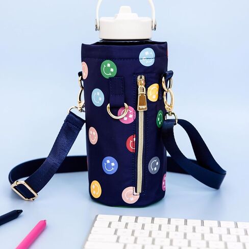 Kate Spade New York زجاجة مياه كبيرة معزولة من الفولاذ المقاوم للصدأ مع حامل ، زجاجة مياه معدنية 33 أونصة ، حبال ، تومول سفر مزدوج مع غطاء ، سبيد سمايلي in Saudi Arabia