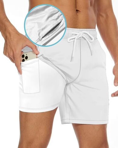 TENGINE Men's Swim Trunk 5" with Compression Liner 5 Inch Quick Dry Board Shorts Zipper Pocket in Saudi Arabia