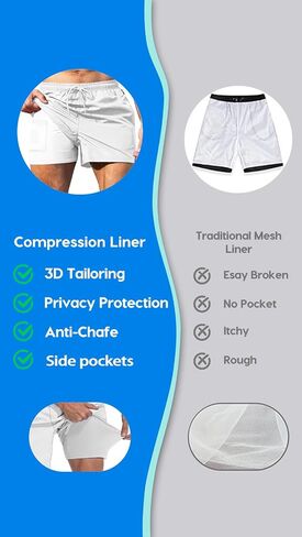 TENGINE Men's Swim Trunk 5" with Compression Liner 5 Inch Quick Dry Board Shorts Zipper Pocket in Saudi Arabia