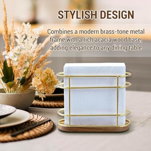 MyGift Realistic Industrial Pipe Black Metal Upright Napkin Holder with Burnt Wood Base, Dining Table Napkin Holder Dispenser in Kuwait