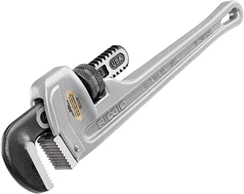 RIDGID 31095 Model 814 Aluminum Straight 14" Plumbing Pipe Wrench, Silver, Made in the USA in Saudi Arabia