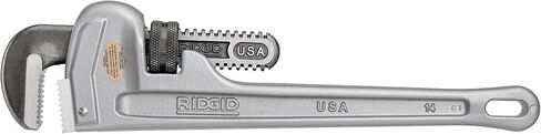 RIDGID 31095 Model 814 Aluminum Straight 14" Plumbing Pipe Wrench, Silver, Made in the USA in Saudi Arabia