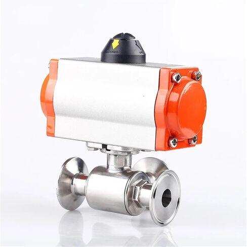 32mm 3 Way Sanitary 304 Pneumatic Ball Valve Tri Clamp Ferrule Type Double Acting Cylinder 1Pcs(L Type) in Saudi Arabia
