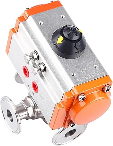 32mm 3 Way Sanitary 304 Pneumatic Ball Valve Tri Clamp Ferrule Type Double Acting Cylinder 1Pcs(L Type) in Saudi Arabia