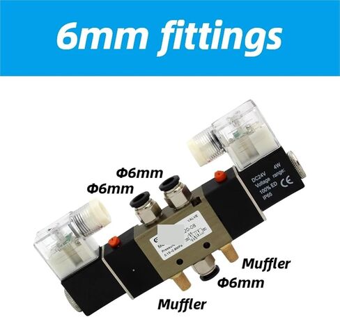 4V220-08 Air Pneumatic Solenoid Valve 5 way 2 Position Aluminum Alloy Internal DC12V DC24V AC110V AC220V(PC 10mm fittings) in Kuwait