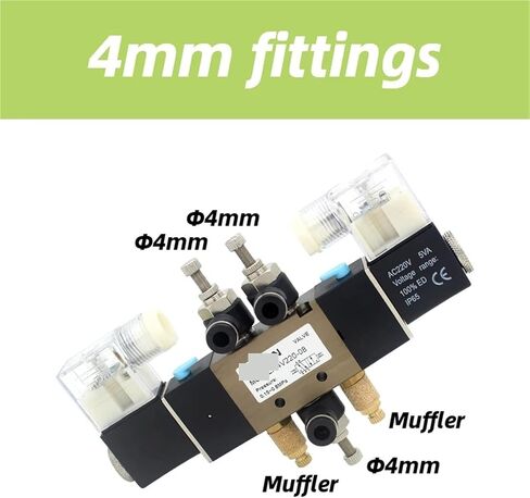 4V220-08 Air Pneumatic Solenoid Valve 5 way 2 Position Aluminum Alloy Internal DC12V DC24V AC110V AC220V(PC 10mm fittings) in Kuwait