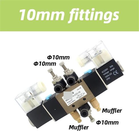 4V220-08 Air Pneumatic Solenoid Valve 5 way 2 Position Aluminum Alloy Internal DC12V DC24V AC110V AC220V(PC 10mm fittings) in Kuwait