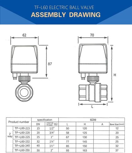 1 "إرجاع الطاقة الكاملة للتكويلة المحركية ، DC12V DN25 2 Port Spring Return Return Valve Electric Water For Thereving Solar (AC220) in Saudi Arabia