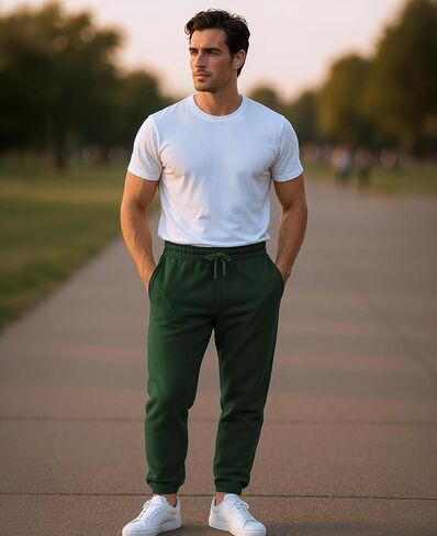 AMERICAN HEAVEN Men's Fleece Jogger | 3 Pocket All Season Athletic Workout Sweat Pants in Kuwait