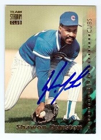 بطاقة البيسبول التي تم توقيفها Shawon Dunston (Chicago Cubs) 1994 Topps Stadium Club No.354 in Saudi Arabia