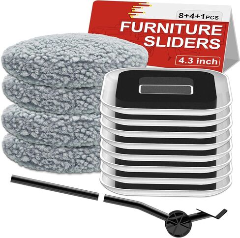 New Upgrade Furniture Sliders, Multi-Surface 3-in-1 Furniture Movers Sliders, Heavy Moving Pads with 8PCS 4.3" Carpet Sliders+4PCS Hard Floor Socks+1 Lifter, Protect Floor and Easily Move Furniture in Kuwait